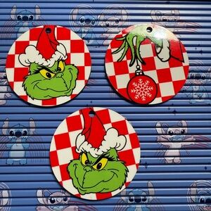 Set of Grinch Christmas Ornaments - Red and White